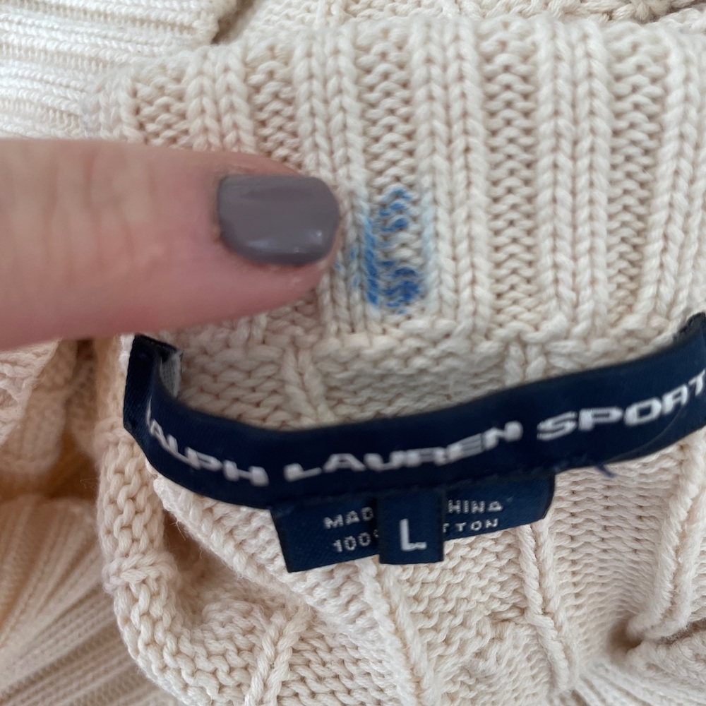 Polo Ralph Lauren Cream Cable Knit Turtleneck Sweater - Picture 6 of 9